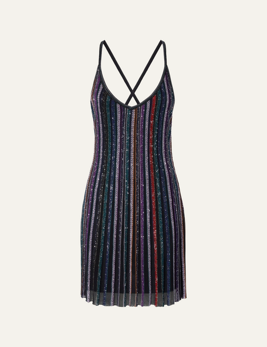 MISSONI MINI DRESS WITH INTERLACED STRAPS