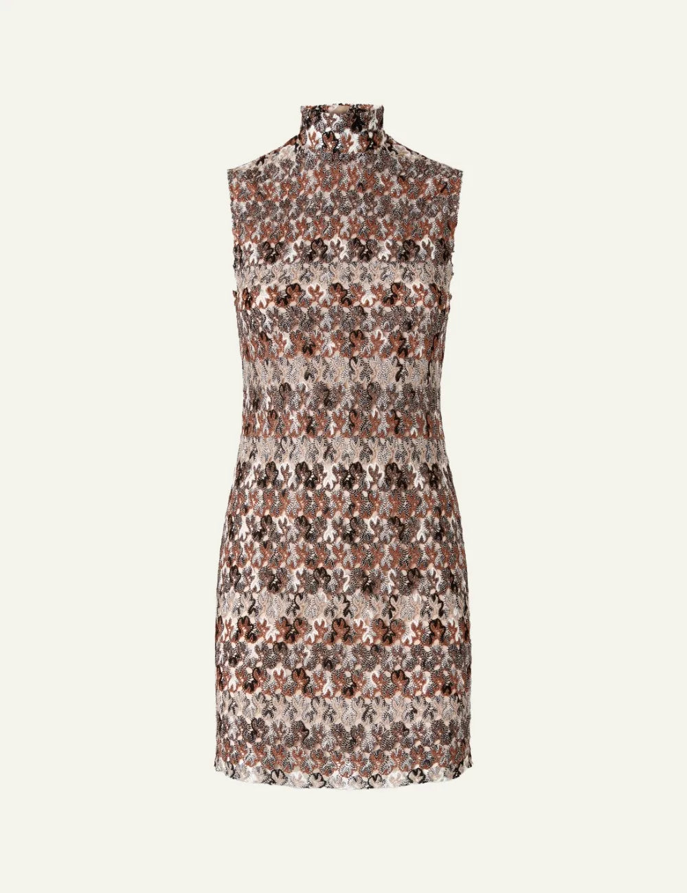 MISSONI EMBROIDERED HIGH-NECK MINI DRESS