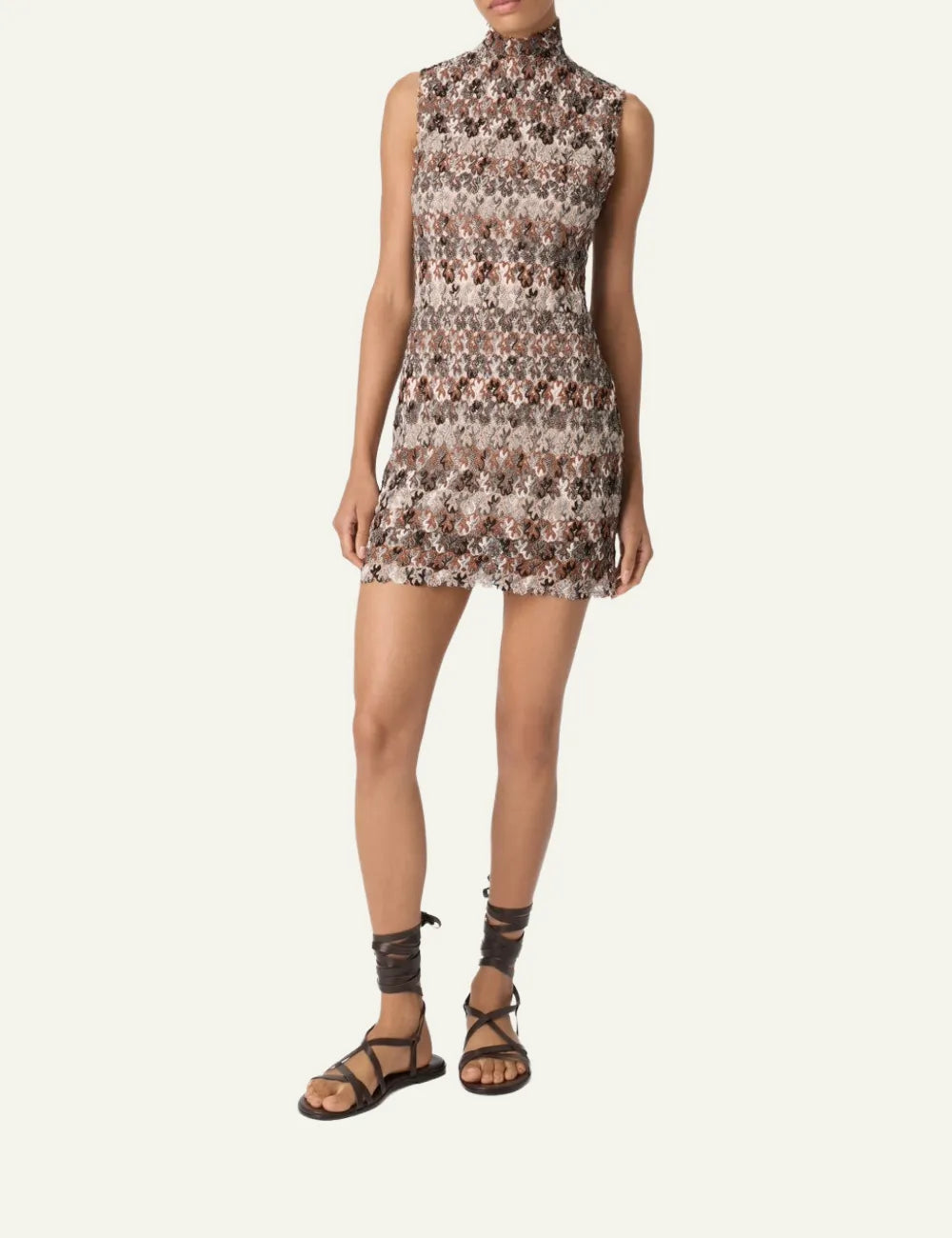 MISSONI EMBROIDERED HIGH-NECK MINI DRESS