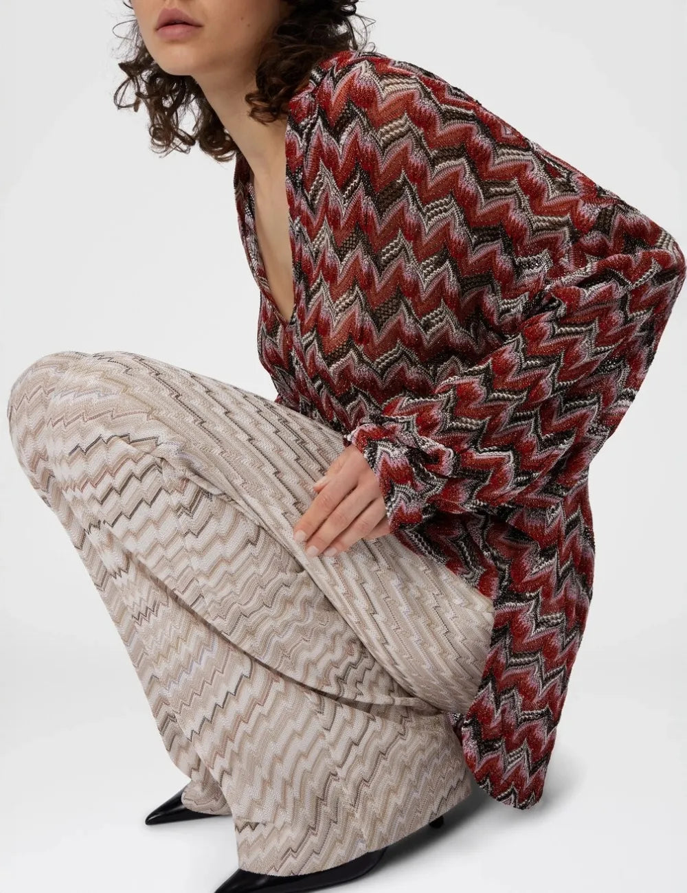 MISSONI Oversized Blouse with Mandarin Collar and V-Neck