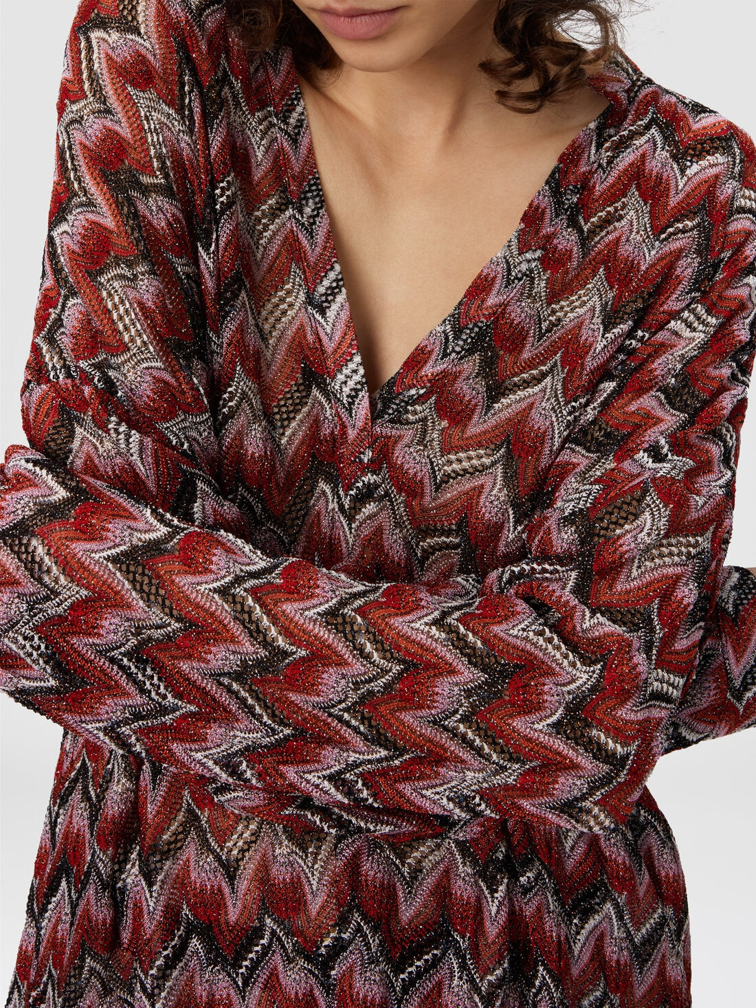 MISSONI Oversized Blouse with Mandarin Collar and V-Neck