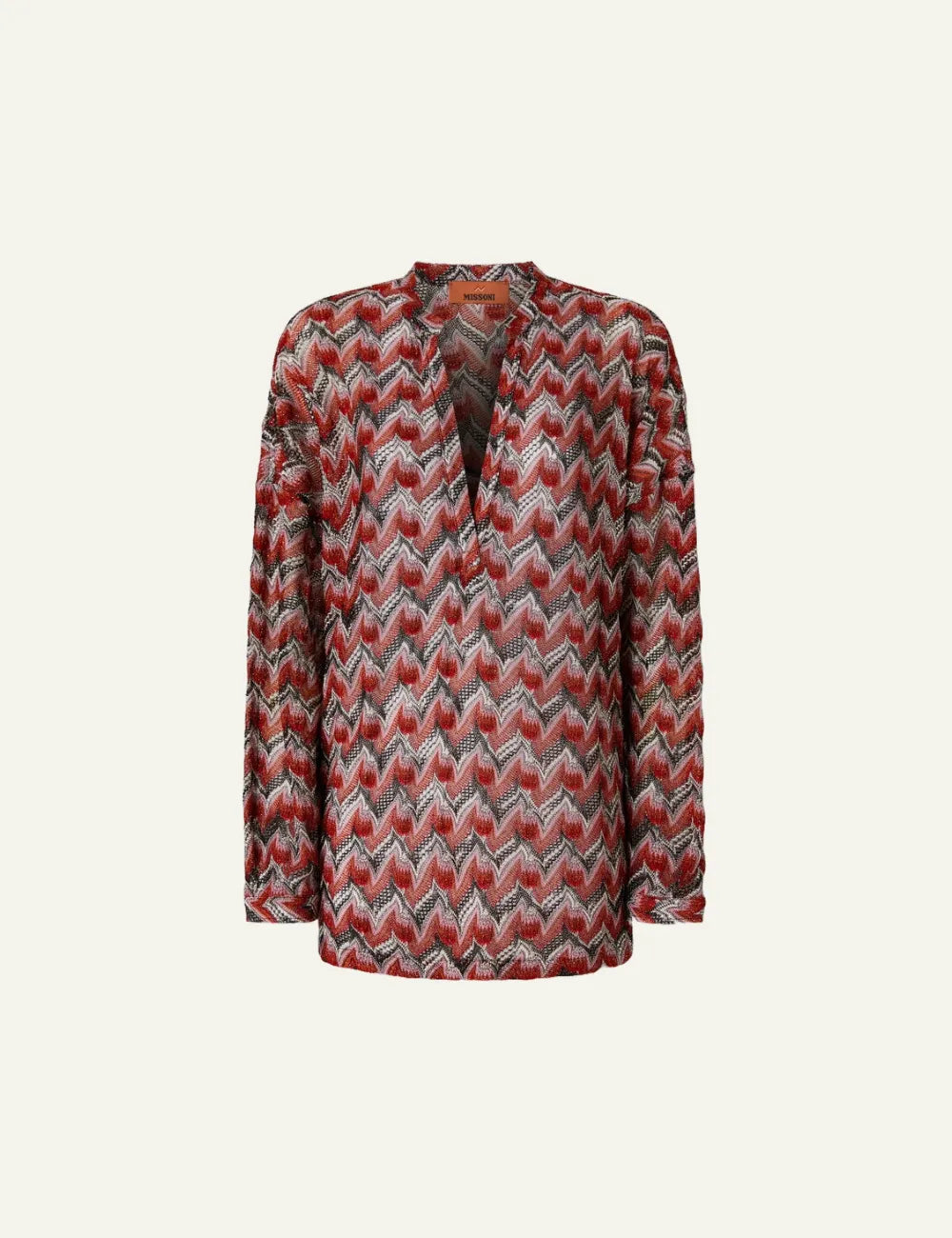 MISSONI Oversized Blouse with Mandarin Collar and V-Neck