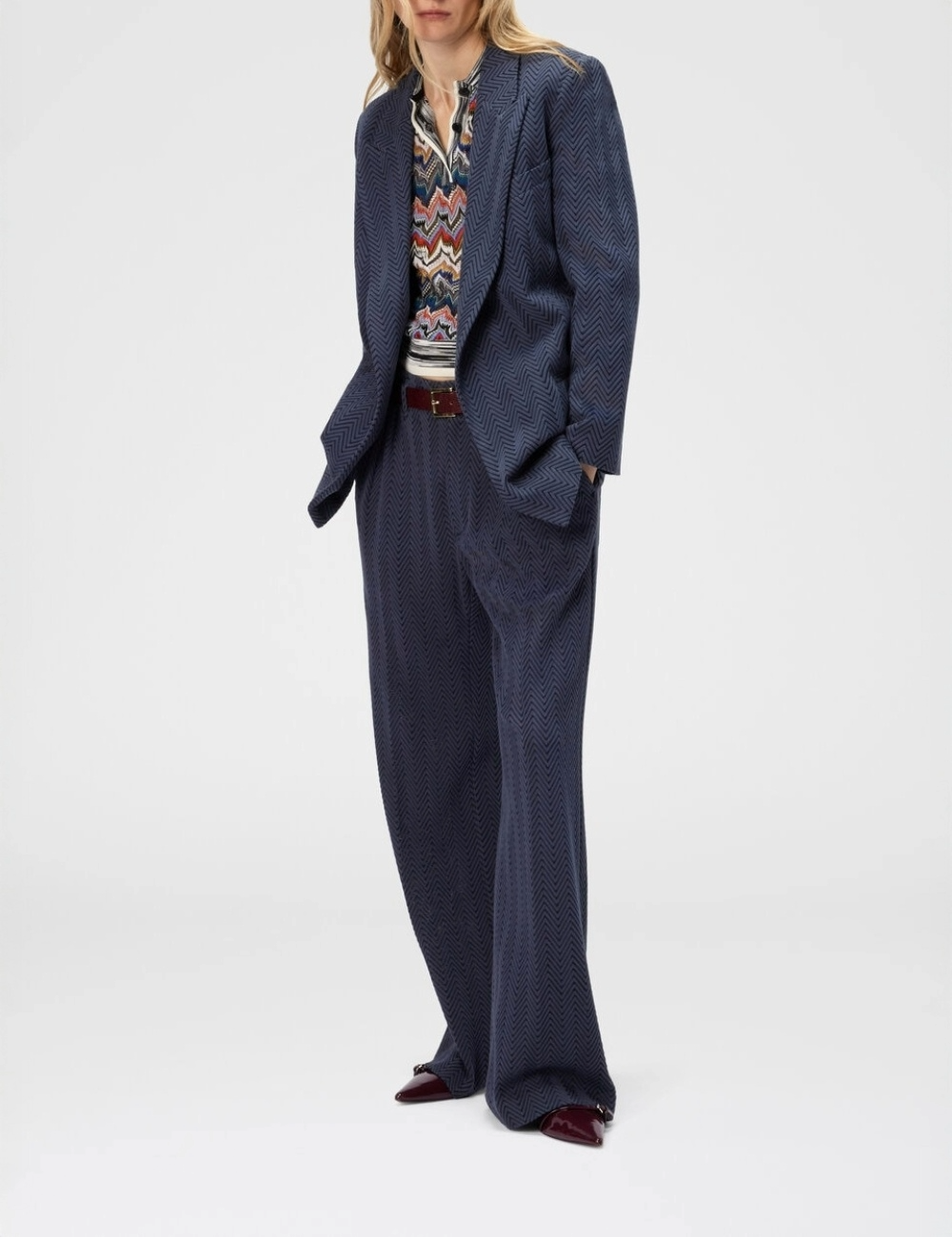 MISSONI Single-Breasted Blazer with Zigzag Pattern