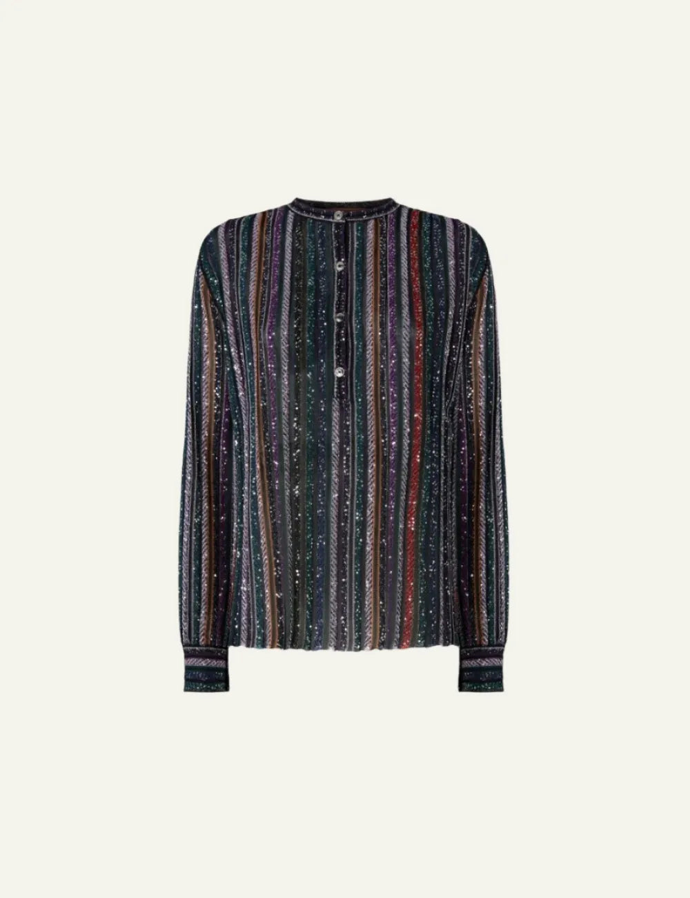 MISSONI Henley Blouse with Mandarin Collar