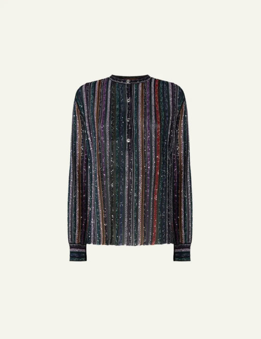 MISSONI Henley Blouse with Mandarin Collar