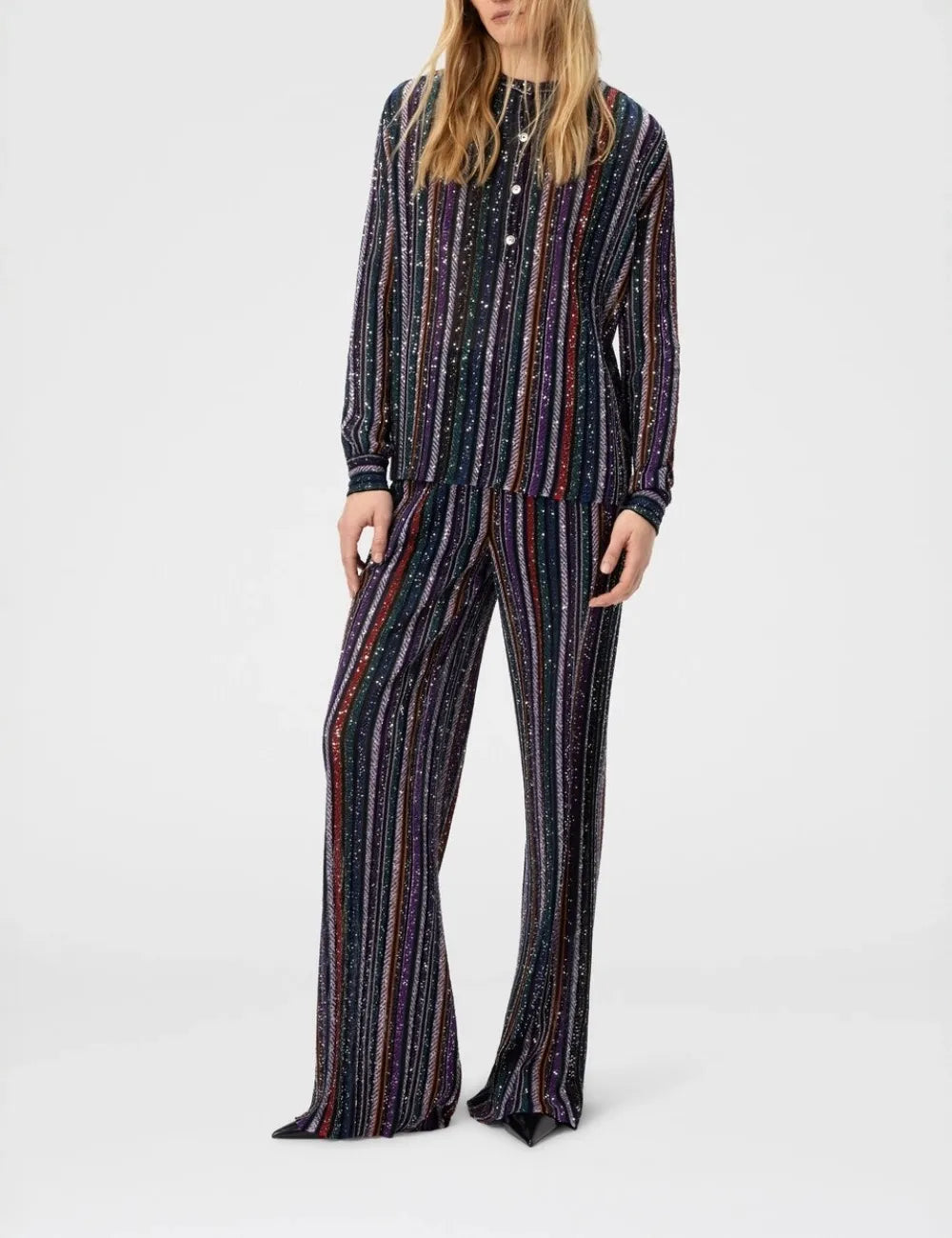 MISSONI Henley Blouse with Mandarin Collar