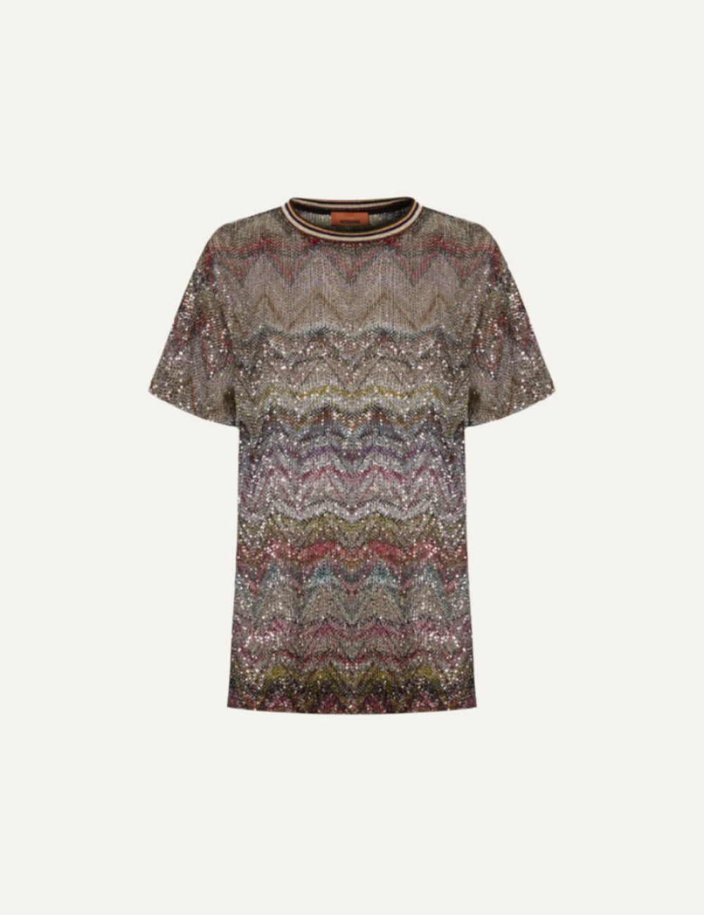 MISSONI Short Sleeve T-Shirt with Zigzag and Sequins