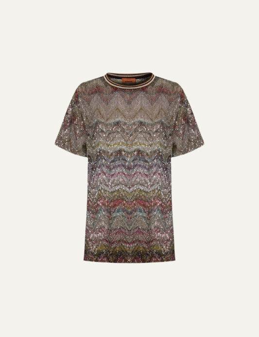 MISSONI Short Sleeve T-Shirt with Zigzag and Sequins