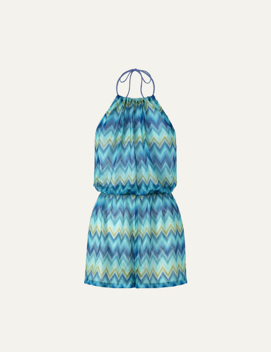 MISSONI Short Jumpsuit with Slide Neck and Faded Stripes