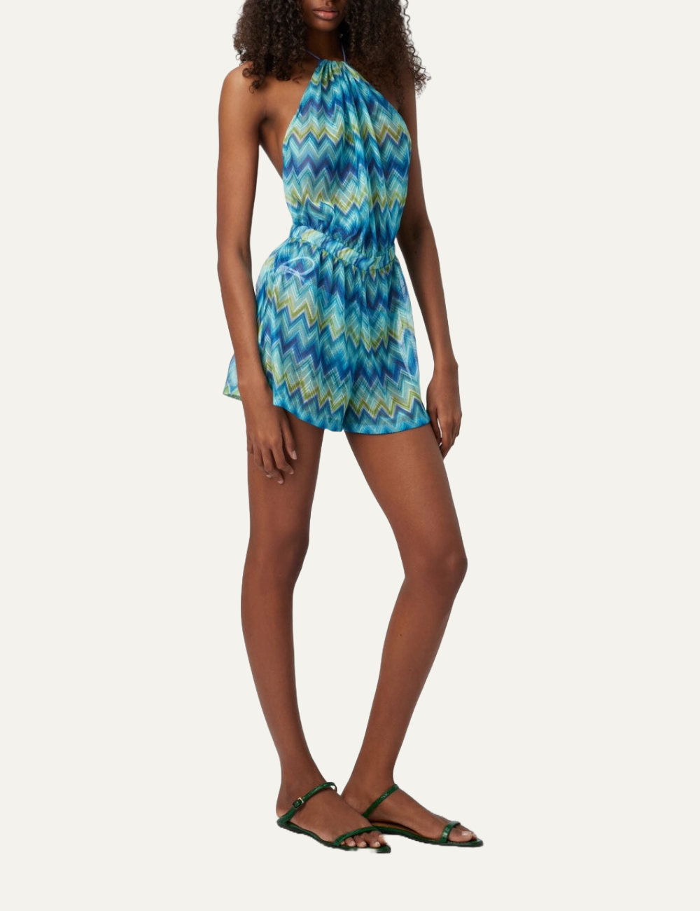 MISSONI Short Jumpsuit with Slide Neck and Faded Stripes