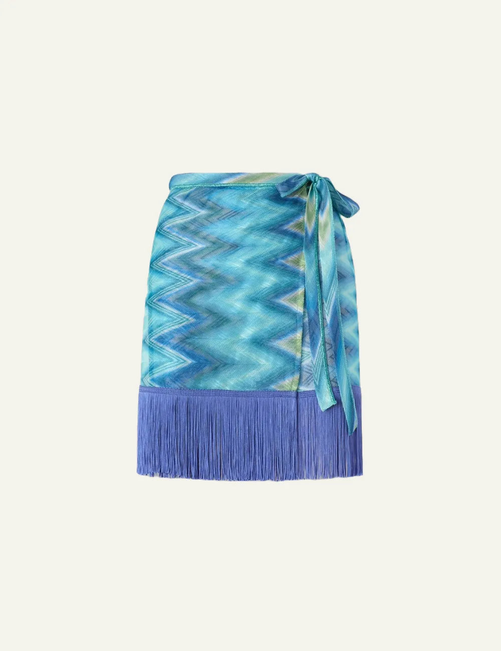 MISSONI Wrap Skirt with Fringes and Faded Stripes