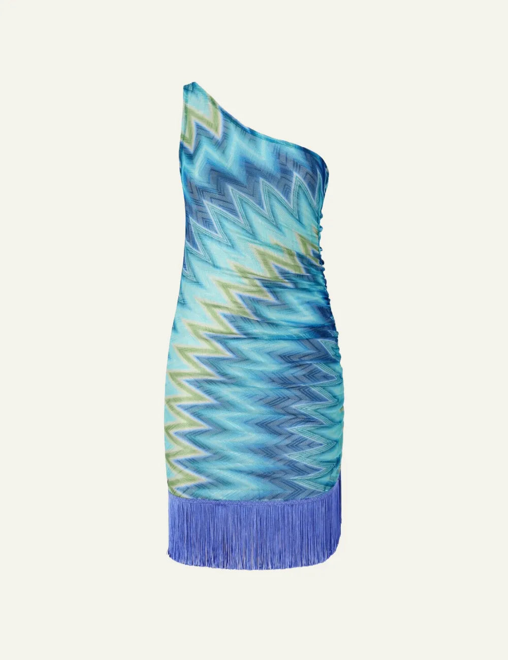 MISSONI One-Shoulder Cover-Up with Fringes and Faded Stripes