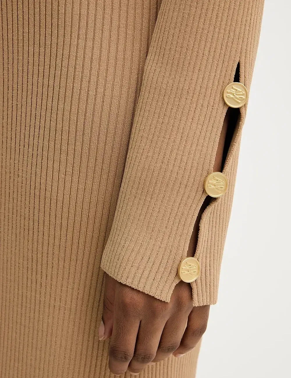 KARL LAGERFELD ELEGANT KNIT DRESS NOUGAT