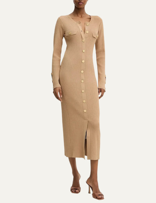 KARL LAGERFELD ELEGANT KNIT DRESS NOUGAT