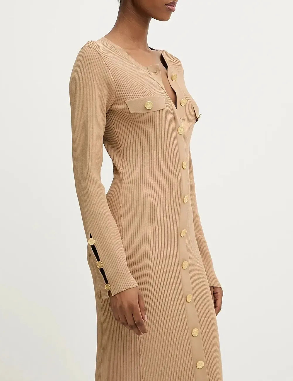 KARL LAGERFELD ELEGANT KNIT DRESS NOUGAT