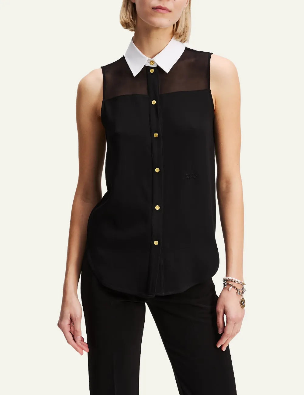 KARL LAGERFELD COLLAR SLVLS BLOUSE