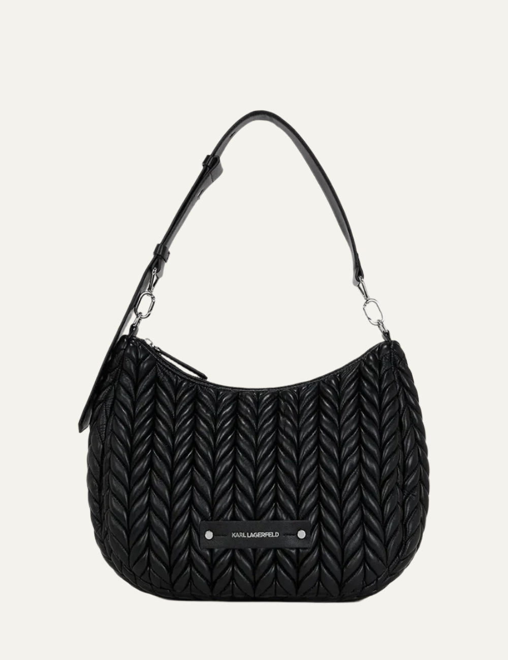KARL LAGERFELD K/WEAVE HOBO BLACK-NICKEL