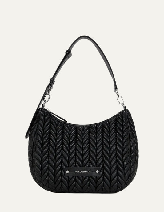 KARL LAGERFELD K/WEAVE HOBO BLACK-NICKEL