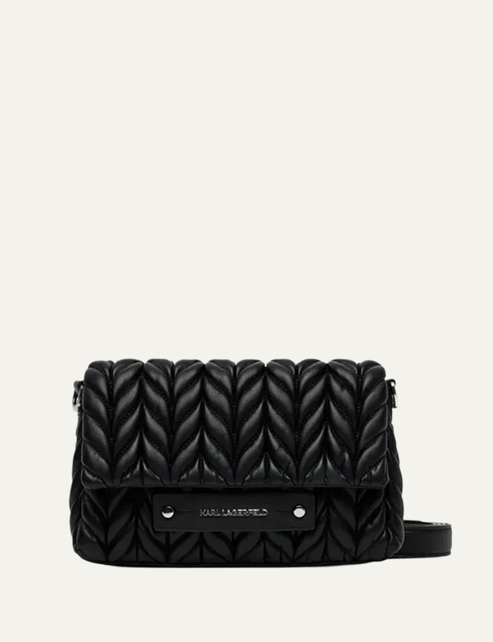 KARL LAGERFELD K/WEAVE CROSSBODY BLACK-NICKEL