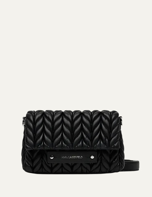 KARL LAGERFELD K/WEAVE CROSSBODY BLACK-NICKEL