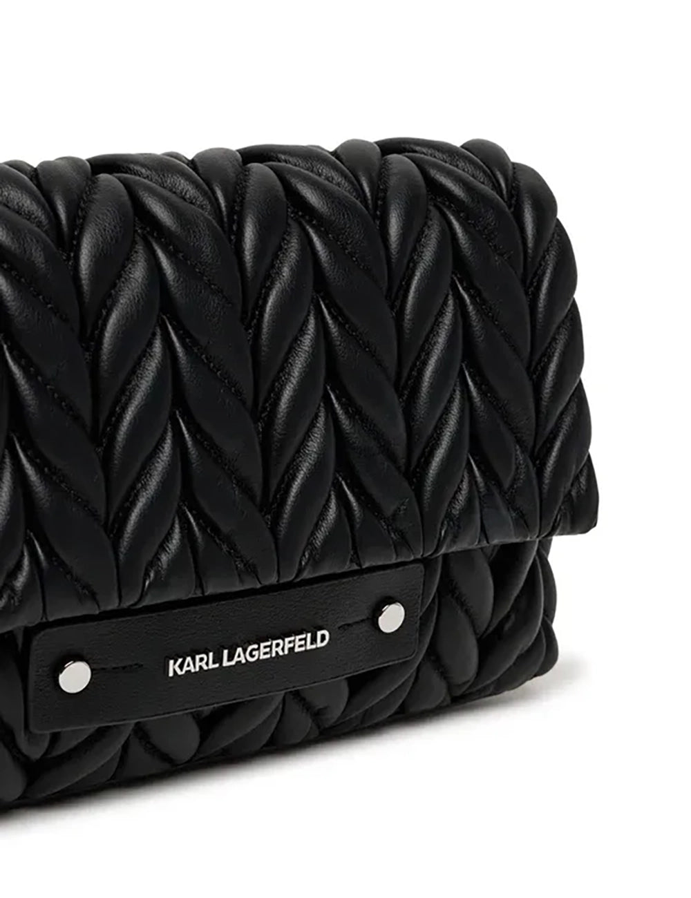 KARL LAGERFELD K/WEAVE CROSSBODY BLACK-NICKEL