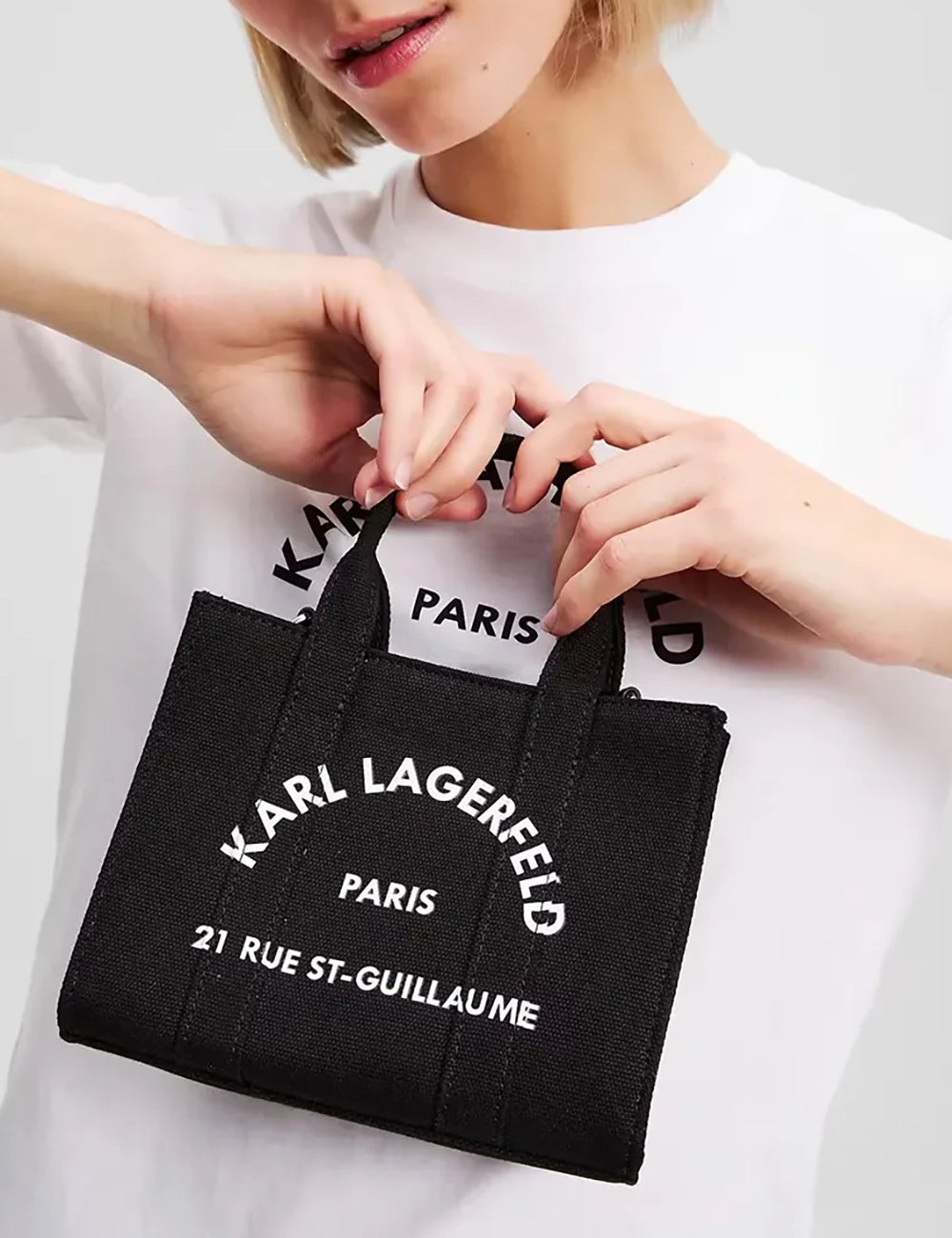 KARL LAGERFELD SQUARE MINI TOTE BLACK