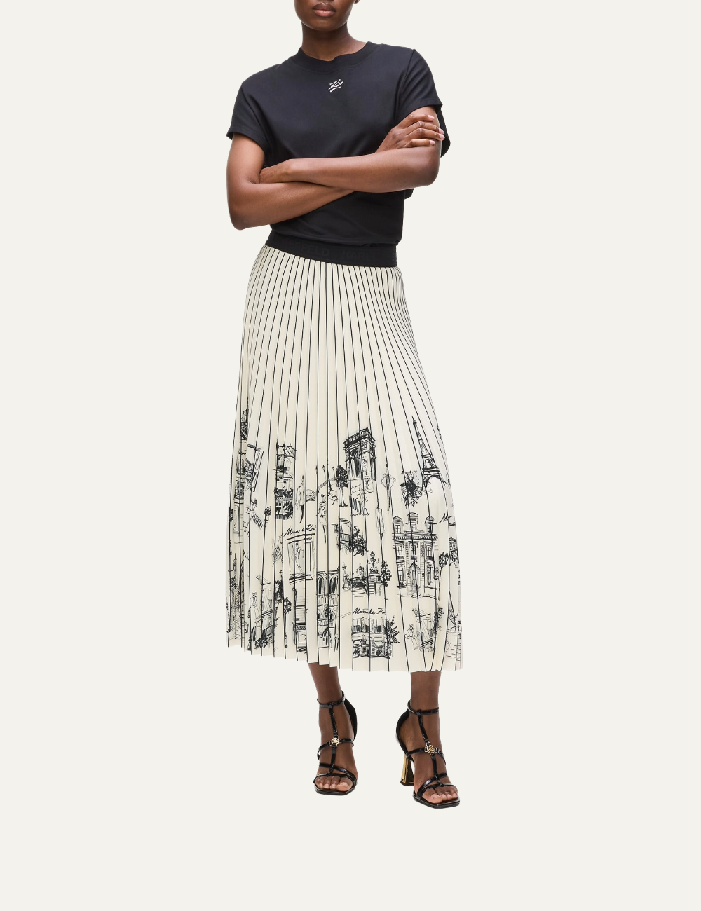 KARL LAGERFELD PARIS SKETCH PLEATED SKIRT