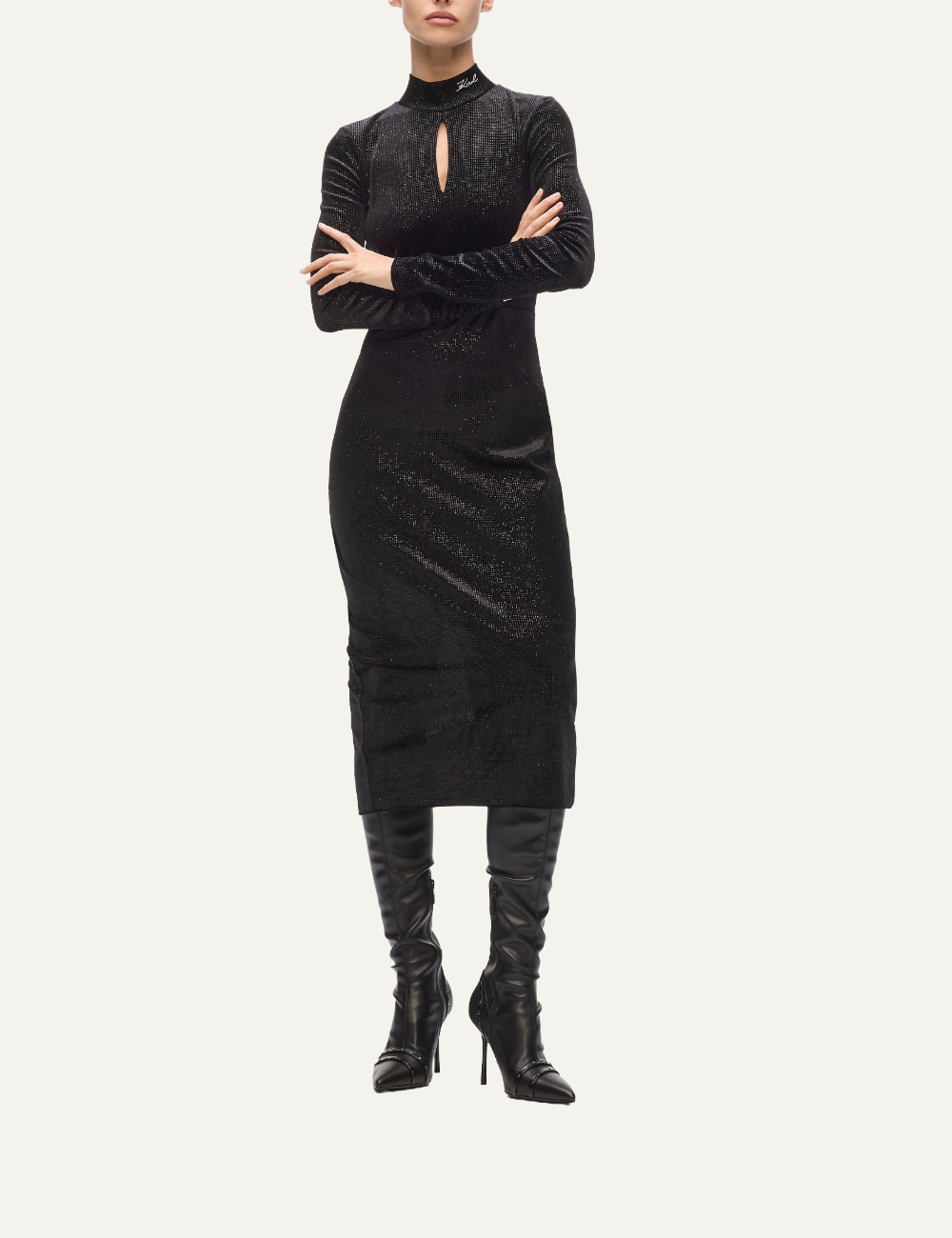KARL LAGERFELD SPARKLE VELVET DRESS