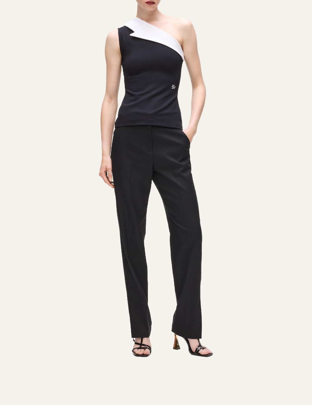 KARL LAGERFELD ASYMMETRIC LAPEL TOP