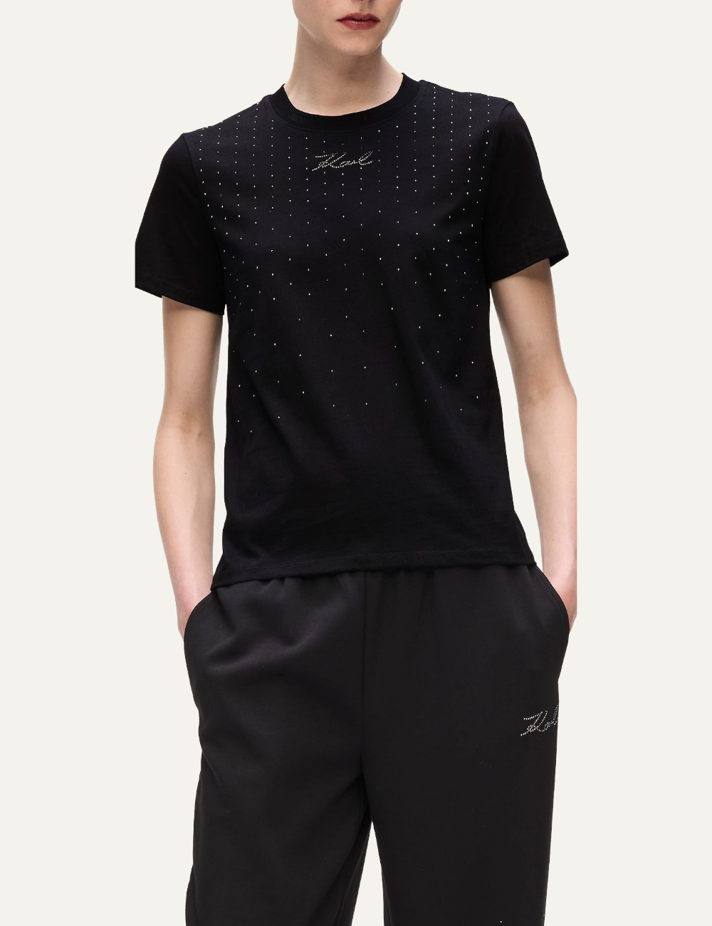 KARL LAGERFELD RHINESTONE RAIN T-SHIRT