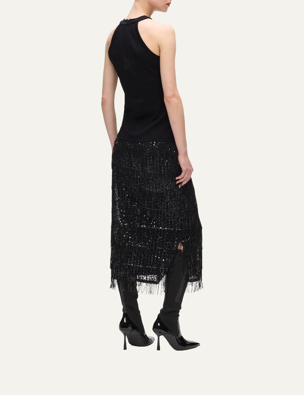 KARL LAGERFELD RHINESTONE DETAIL HALTER NECK