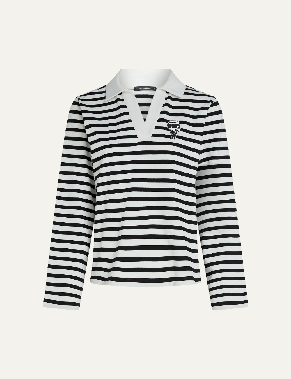 KARL LAGERFELD IKON SKETCH STRIPE LSLV POLO