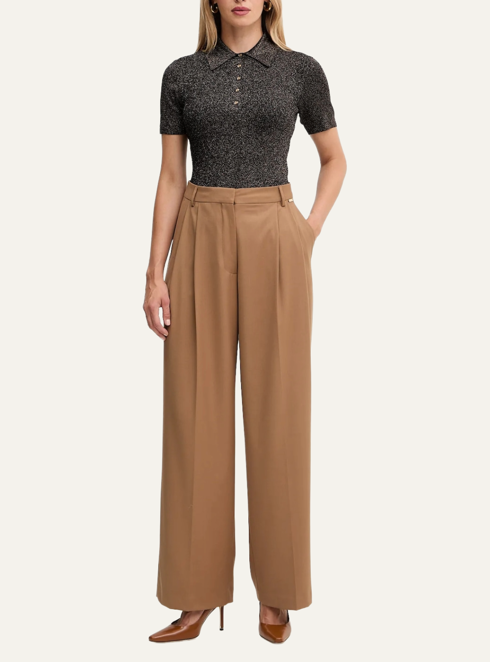 KARL LAGERFELD LUREX KNIT POLO