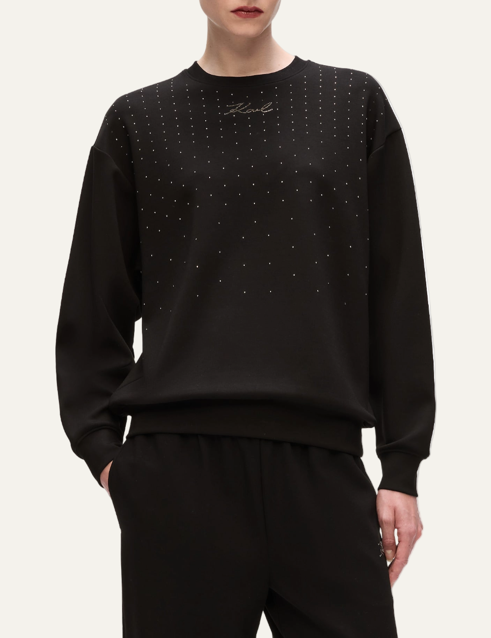 KARL LAGERFELD RHINESTONE RAIN SWEATSHIRT