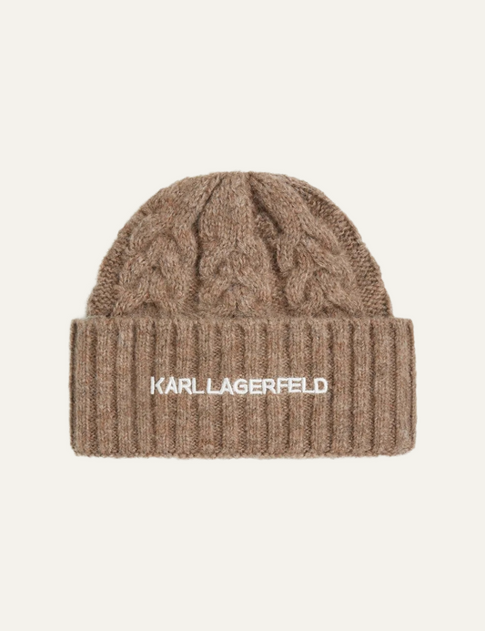 KARL LAGERFELD K/ESSENTIAL CABLE KNIT BEANIE