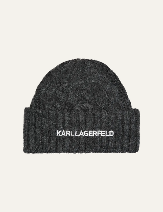 KARL LAGERFELD K/ESSENTIAL CABLE KNIT BEANIE