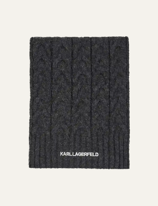 KARL LAGERFELD K/ESSENTIAL CABLE KNIT SCARF