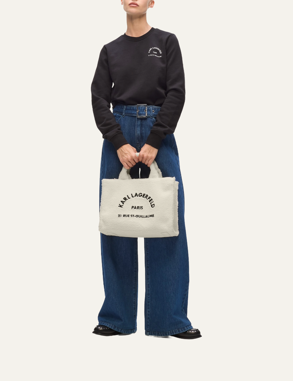 KARL LAGERFELD K/RSG MD SQUARE TOTE SHEARLING