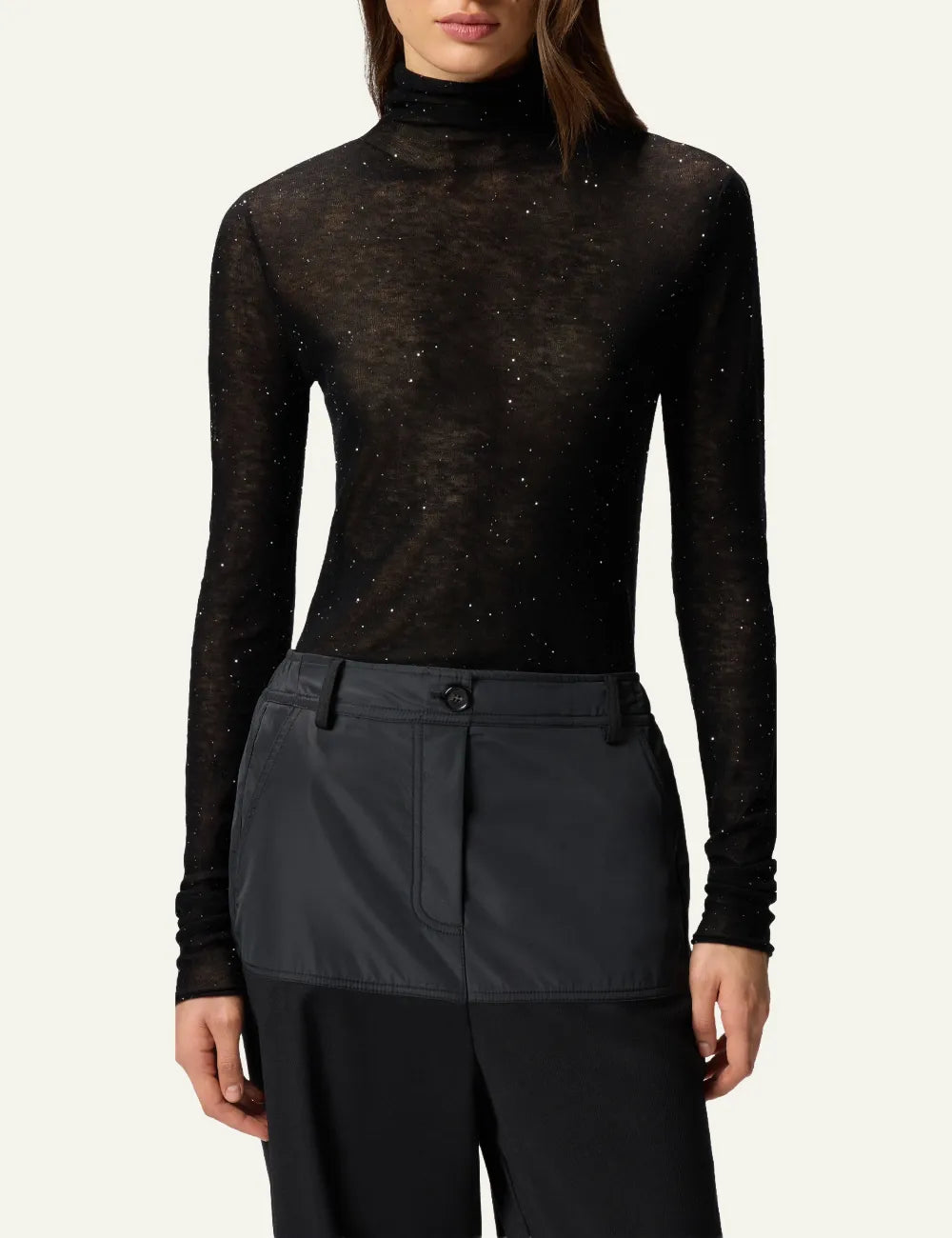 PINKO SLIM FIT HIGH NECK SWEATER WITH MICRO SWEATER