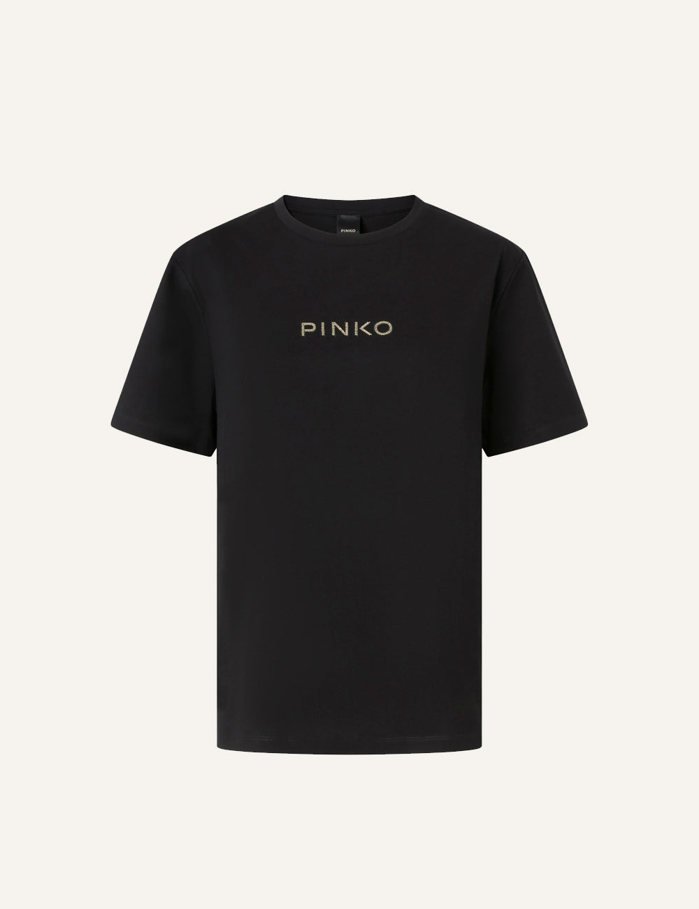 PINKO STREPITOSO T-SHIRT JERSEY LOGO STRASS PINKO EASY