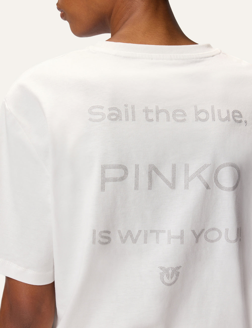 PINKO STREPITOSO T-SHIRT JERSEY LOGO STRASS PINKO WITH YOU