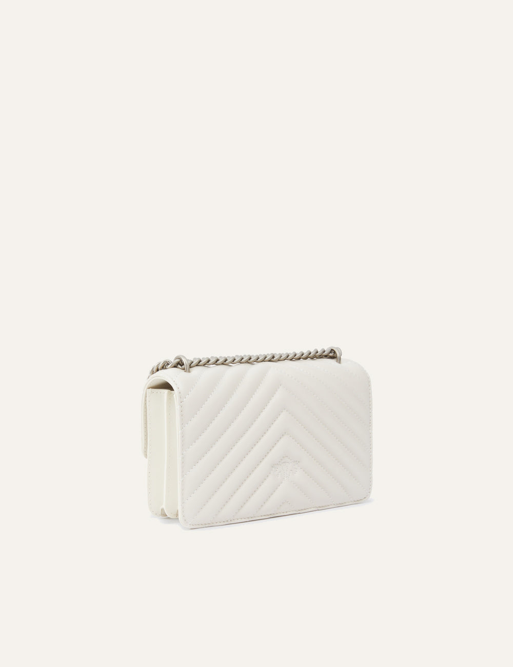 PINKO LOVE ONE LIGHT MINI VITELLO WRINKLE FLAT CHEVRON