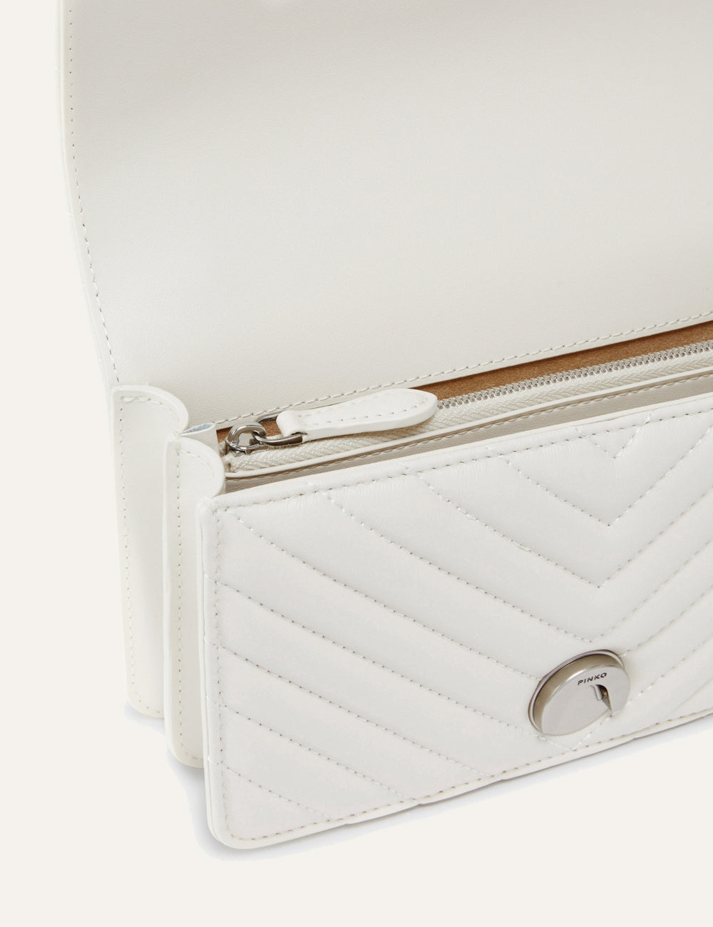 PINKO LOVE ONE LIGHT MINI VITELLO WRINKLE FLAT CHEVRON