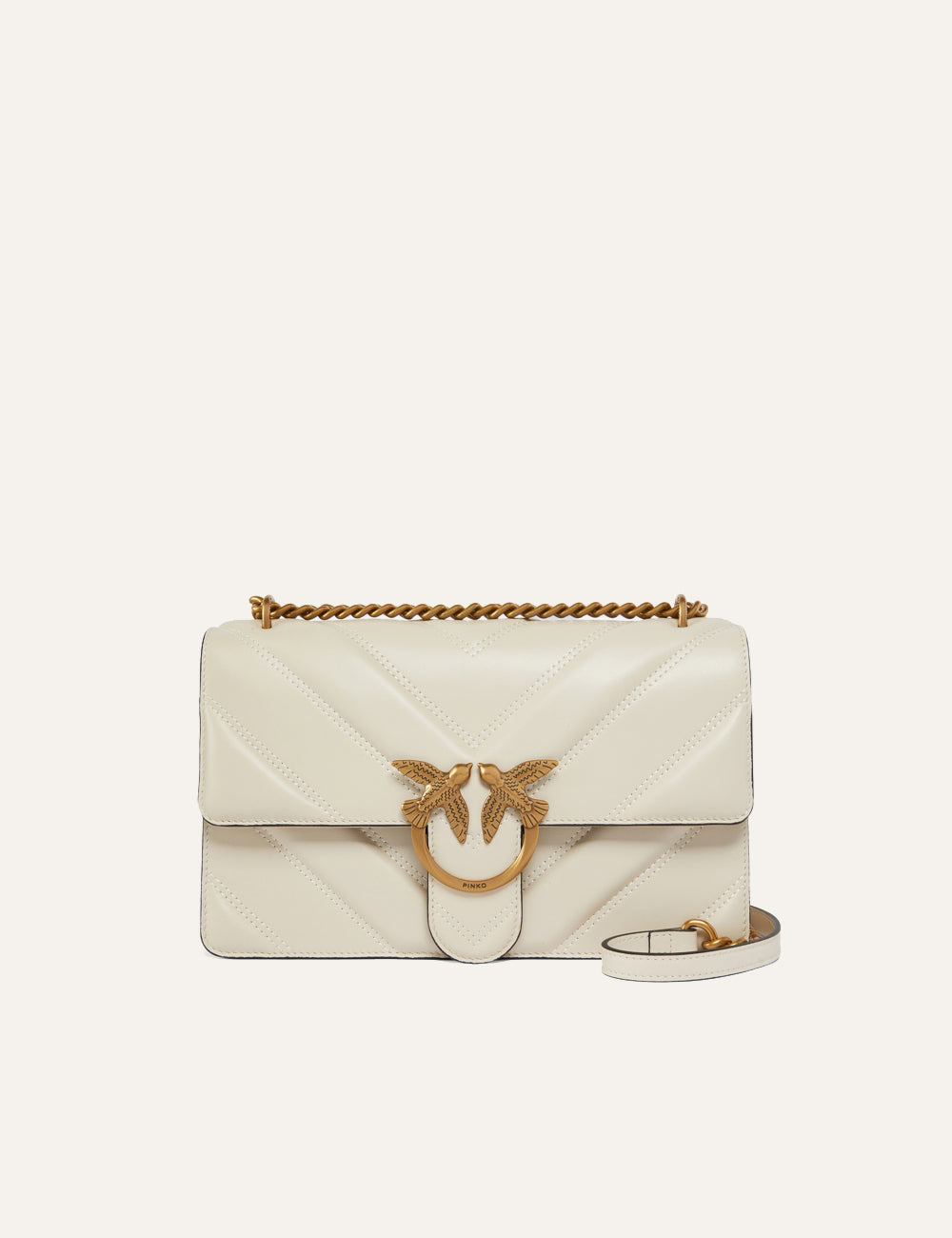 PINKO LOVE ONE CLASSIC LIGHT DC SHEEP NAPPA BIG CHEVRON DS BIANCO