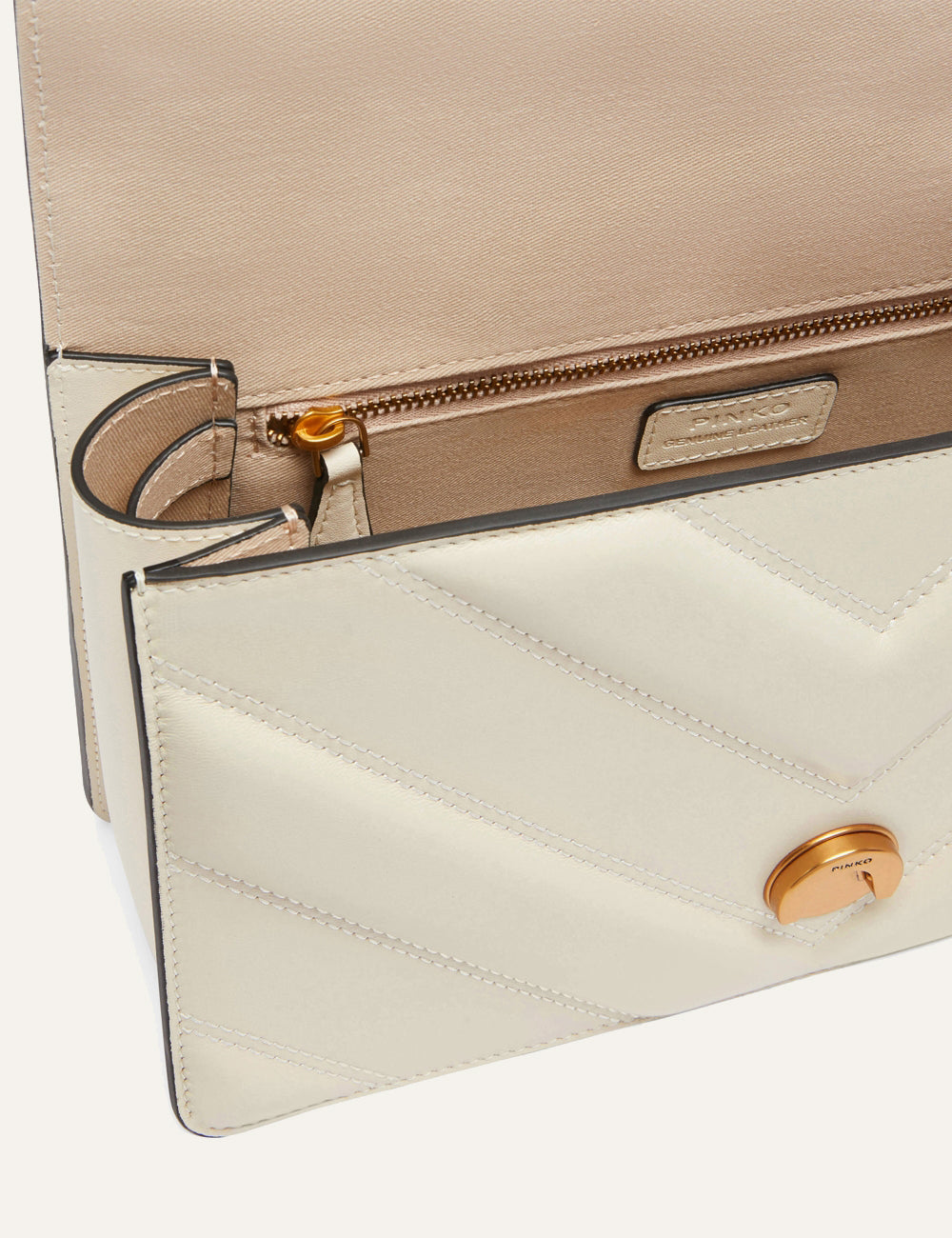 PINKO LOVE ONE CLASSIC LIGHT DC SHEEP NAPPA BIG CHEVRON DS BIANCO