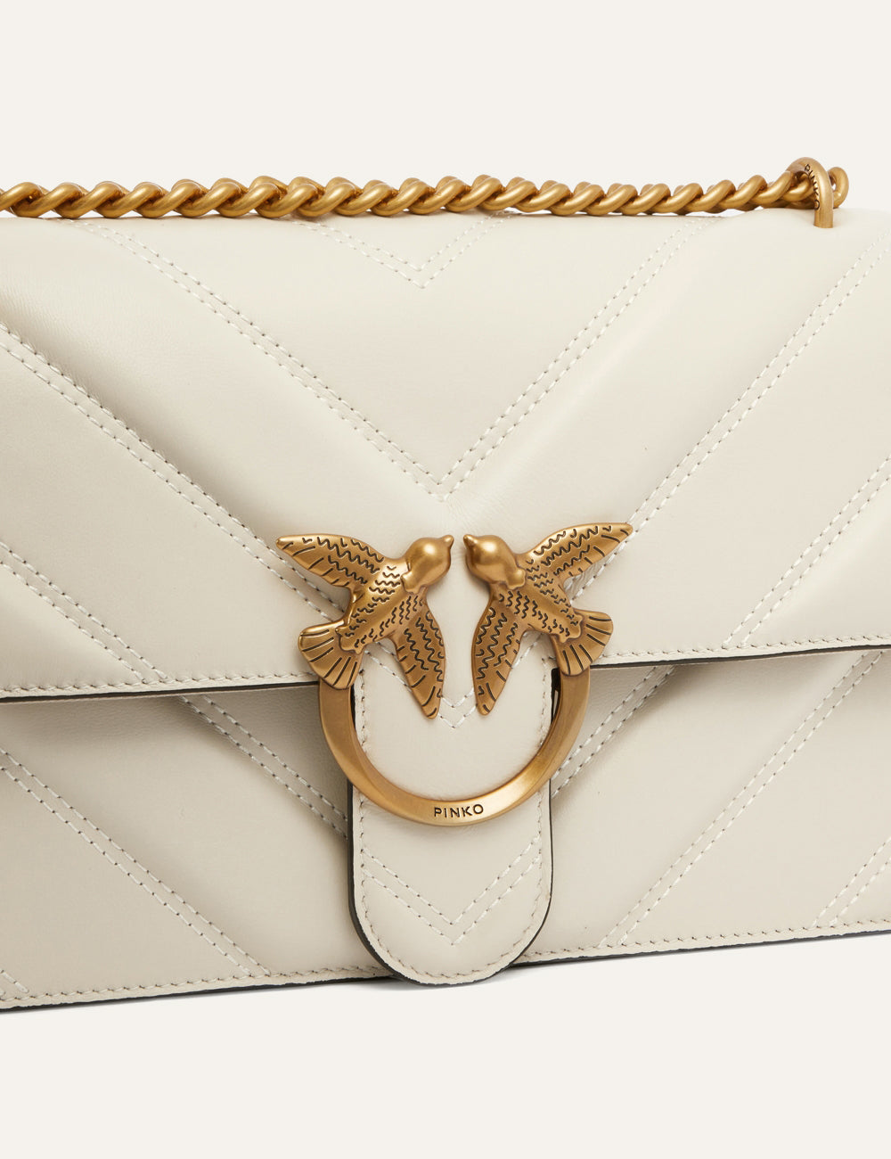 PINKO LOVE ONE CLASSIC LIGHT DC SHEEP NAPPA BIG CHEVRON DS BIANCO