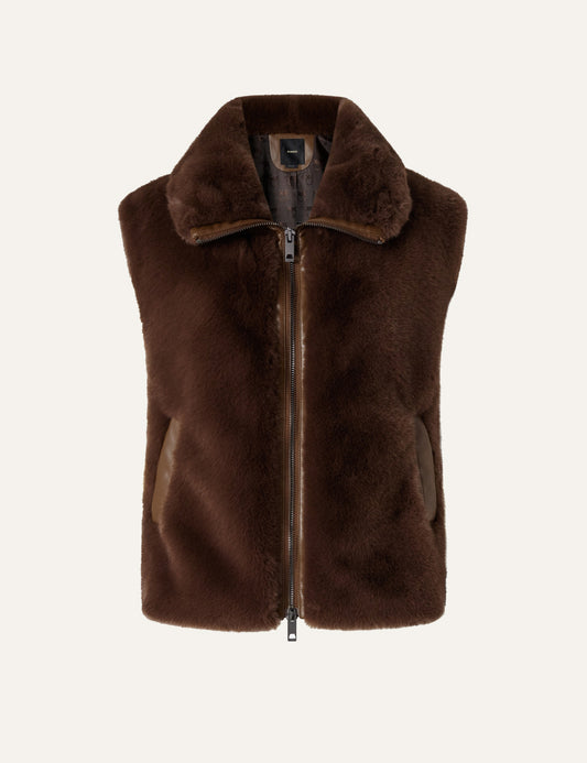 PINKO DEYN GILET FAUX FUR BROWN