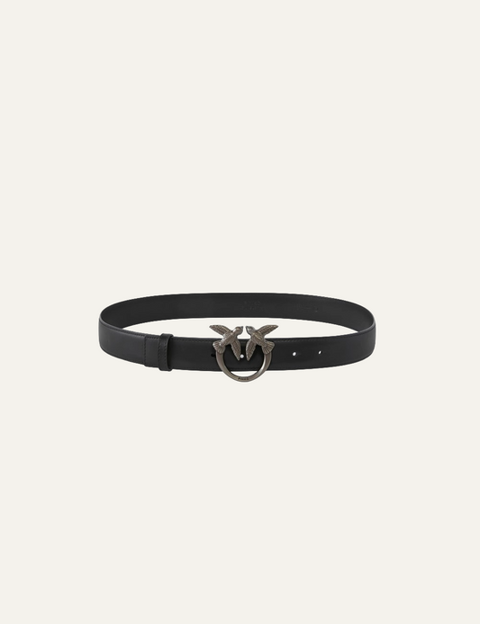 PINKO LOVE BERRY H3 BELT MATT BLACK SILVER