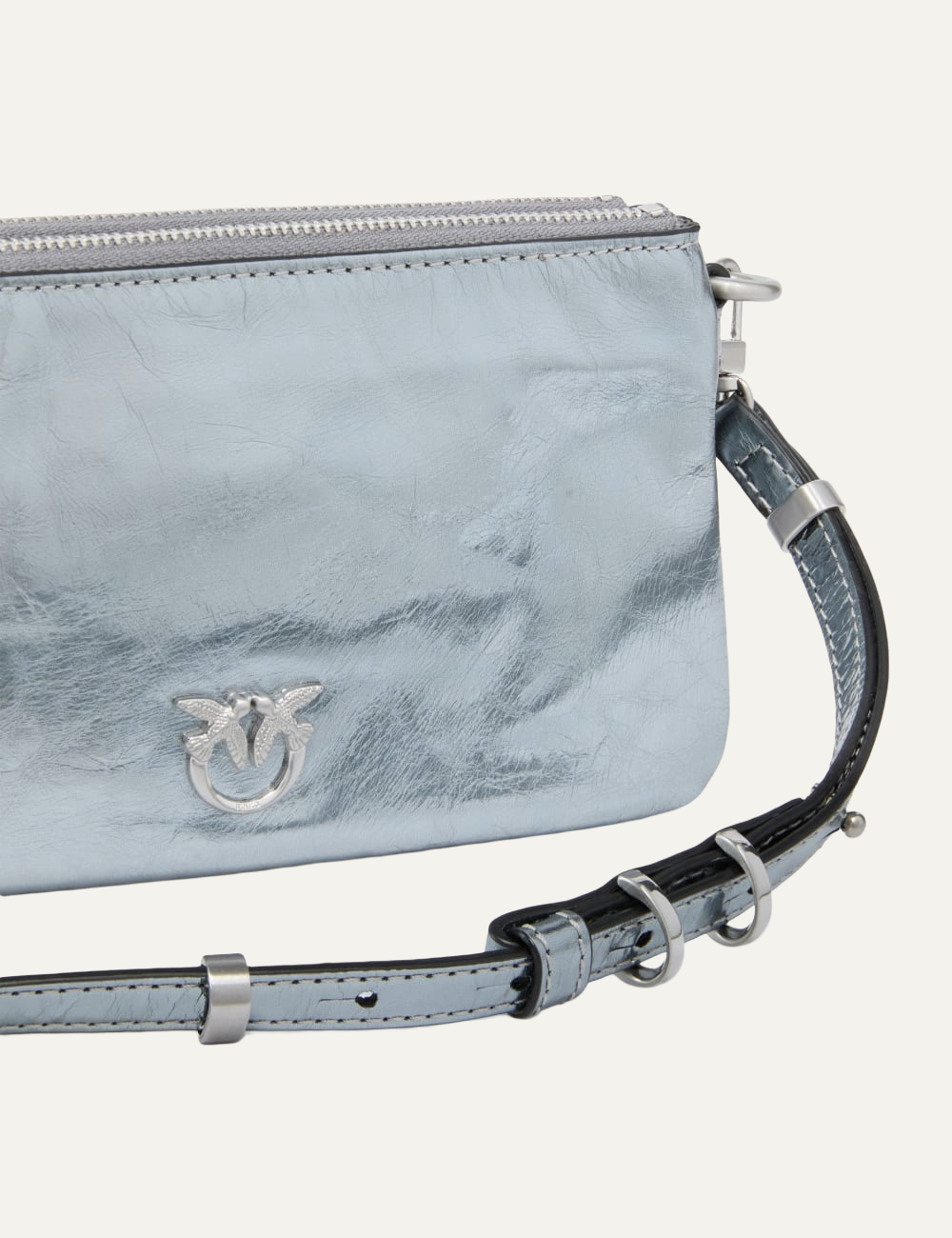 PINKO DOUBLE MINI BAG IN USED LAMINATED LEATHER