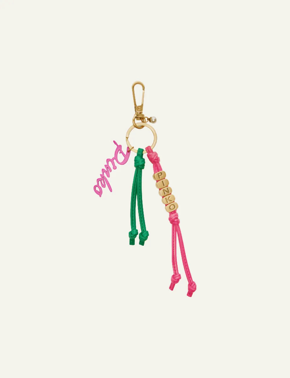PINKO KEY RING WITH BEADS AND PINKO LETTERING LOGO